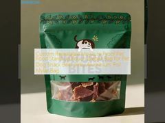 Sachet zippé refermable sur pied personnalisé, résistant à l'humidité, pour aliments pour animaux de compagnie, friandises pour chiens, jerky de bœuf, sac en Mylar en feuille d'aluminium