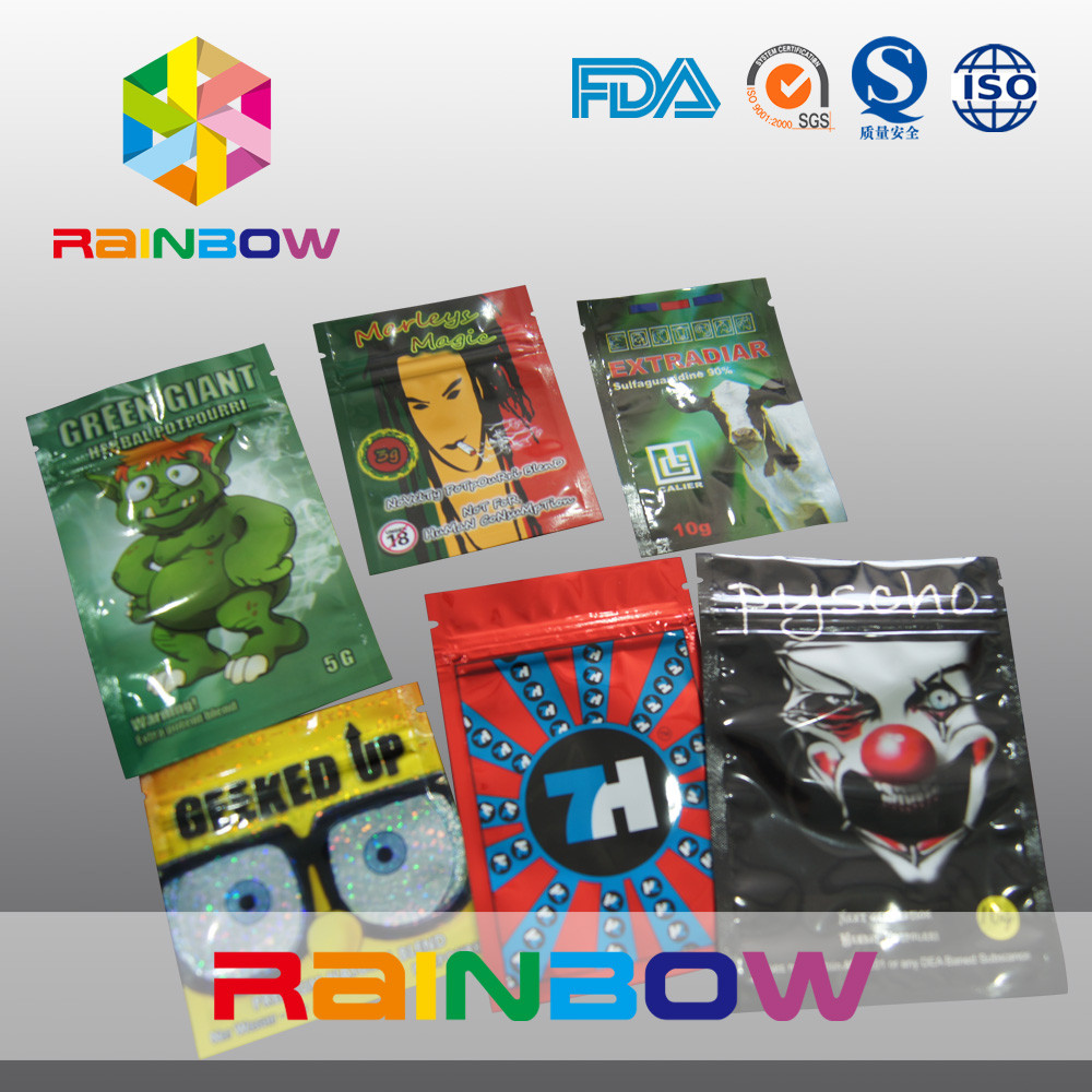 Trois sacs de fines herbes de tirette de pot-pourri d'emballage/épice d'encens de joint latéral