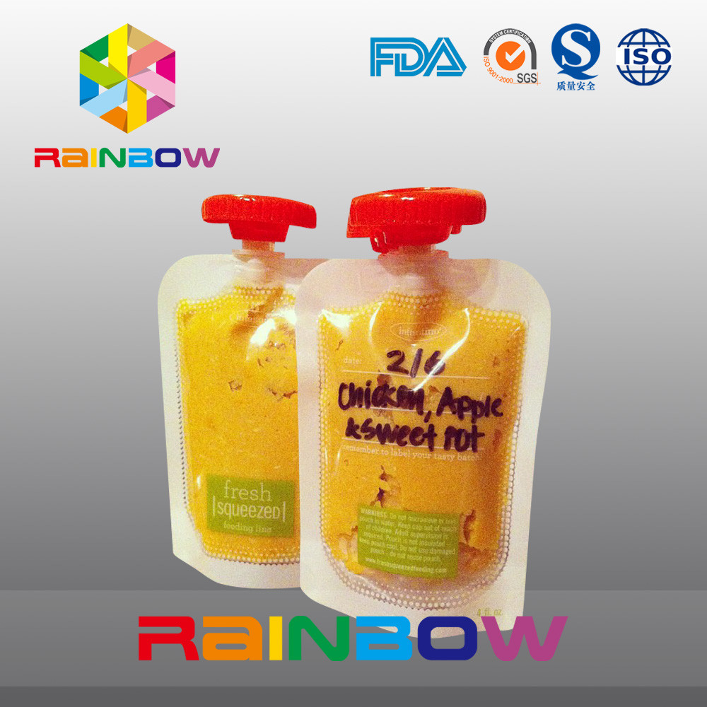 Concevez la catégorie comestible tiennent la poche avec le bec pour l'aliment pour bébé