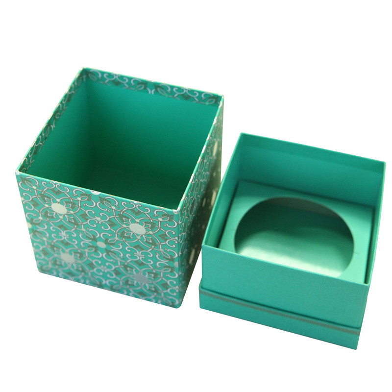 Emballage fait main adapté aux besoins du client par luxe de boîte de papier de cadeau, boîte à bijoux de papier pliable bleue