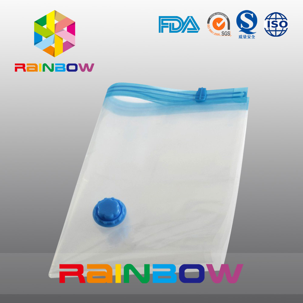 Sac transparent de joint hermétique pour le stockage de nourriture/habillement/édredon avec la tirette et la valve