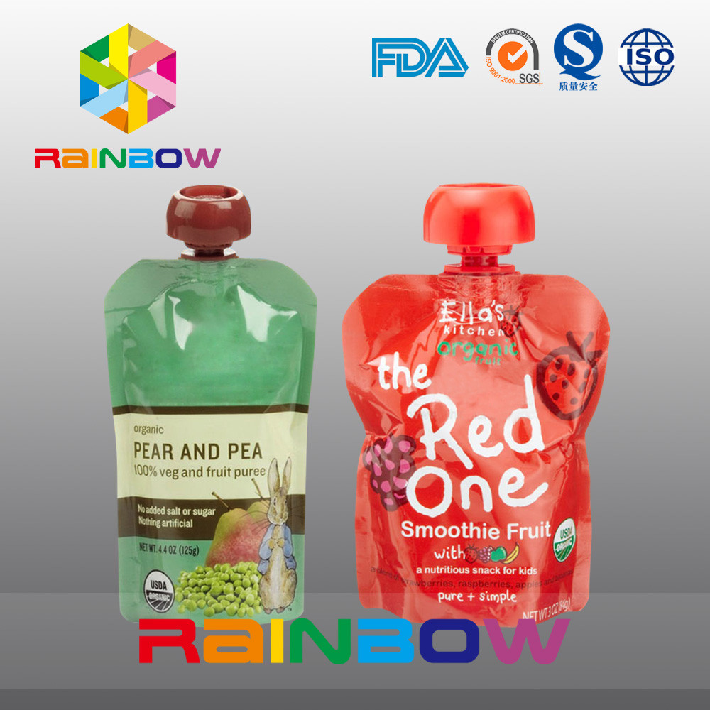 poche re-Sequeezed de bec d'aliment pour bébé de 140ml 200ml avec la double tirette