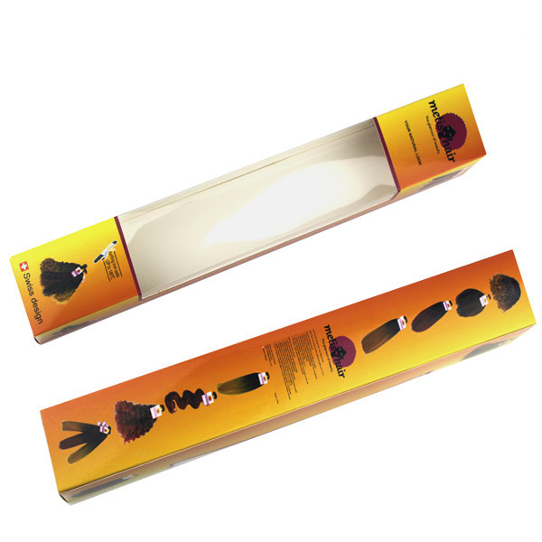 Emballage de boîte de papier d'extension de cheveux avec la fenêtre claire, boîte de papier d'extension de cheveux