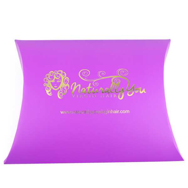 Boîte de papier d'extension rouge pourpre de cheveux avec la taille et le logo adaptés aux besoins du client dans la forme d'oreiller