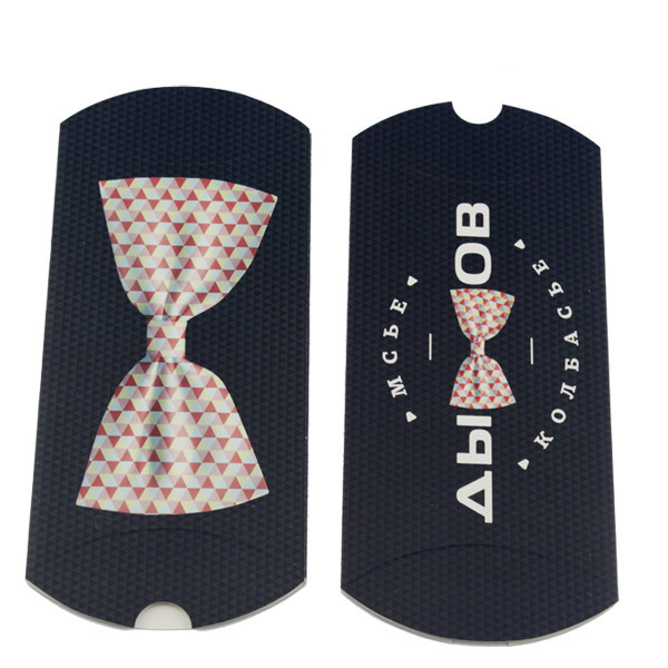 Boîte de papier d'extension noire de cheveux blancs avec la taille et le logo adaptés aux besoins du client dans la forme d'oreiller