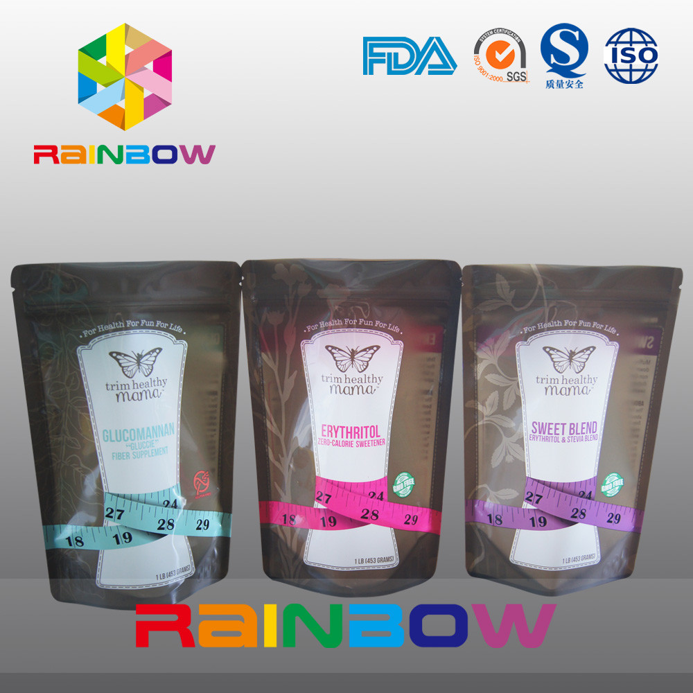 Le gousset inférieur zip-lock en plastique met en sac pour l'emballage de sucre/sucrerie/épice