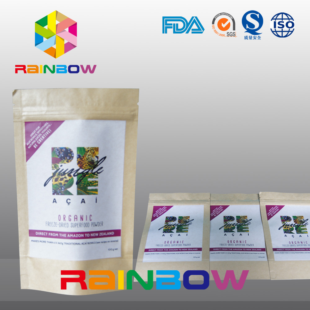 Le logo a imprimé le sac de papier de Krafter de graines de Chia/l'emballage alimentaire zip-lock casse-croûte d'écrou