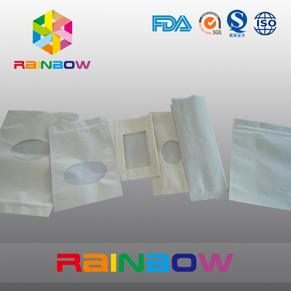 Le sac de papier de Brown emballage tiennent le sac de empaquetage avec la tirette, sac zip-lock pour la sucrerie/nourritures