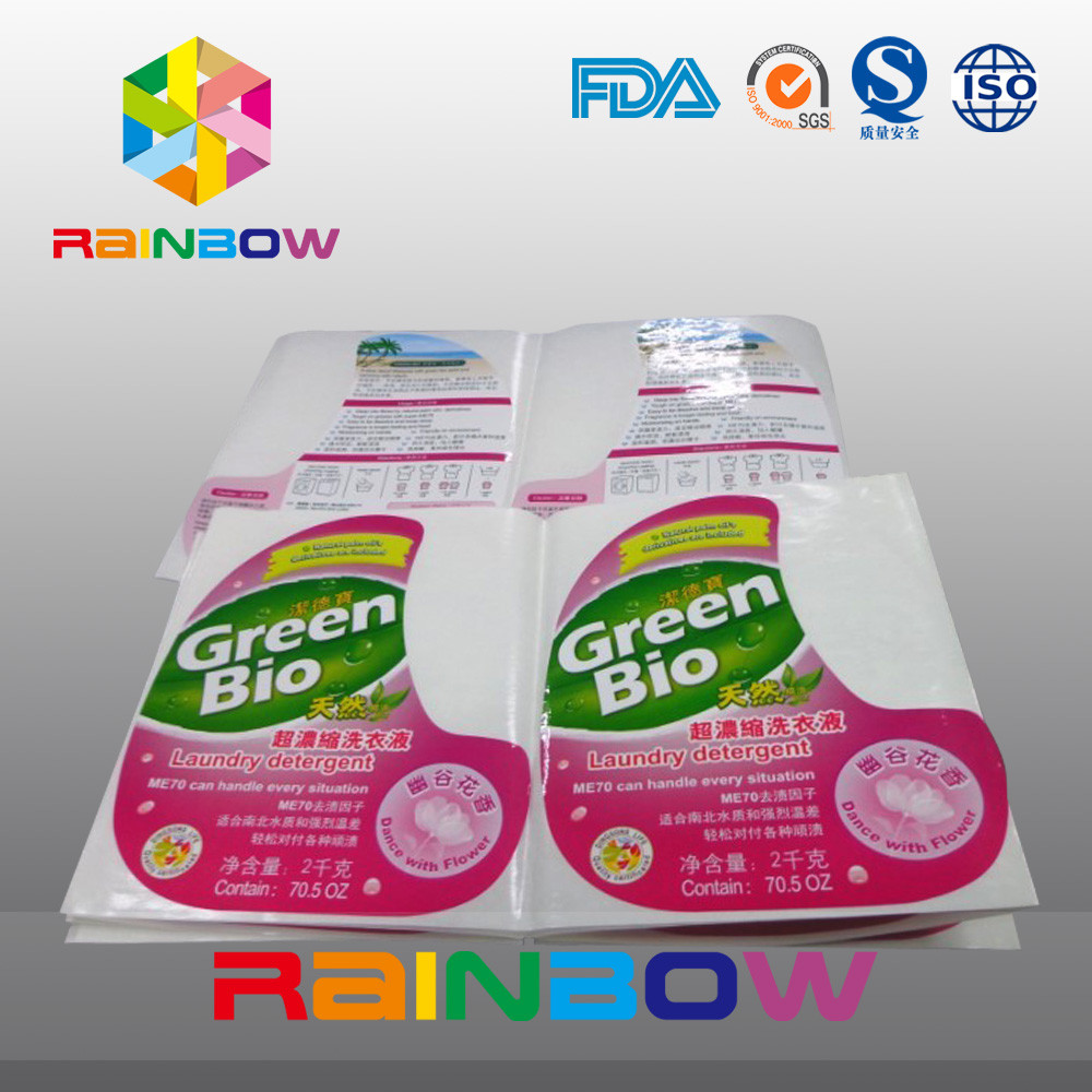 Labels auto-adhésifs de douille de rétrécissement d'autocollant en plastique imperméable de bouteille pour des bouteilles de détergent liquide