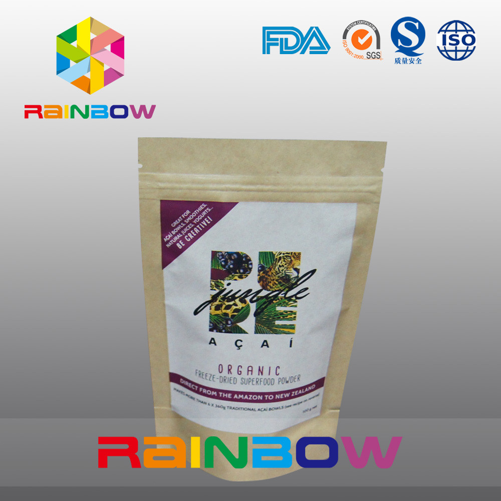 Sac adapté aux besoins du client imprimé d'emballage alimentaire de Doypack de tirette de sacs en papier