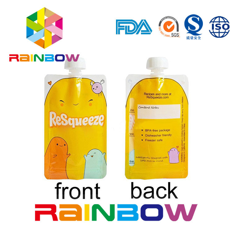 Smoothie sachets en matière plastique de catégorie comestible de 4 onces empaquetant, poches d'aliment pour bébé