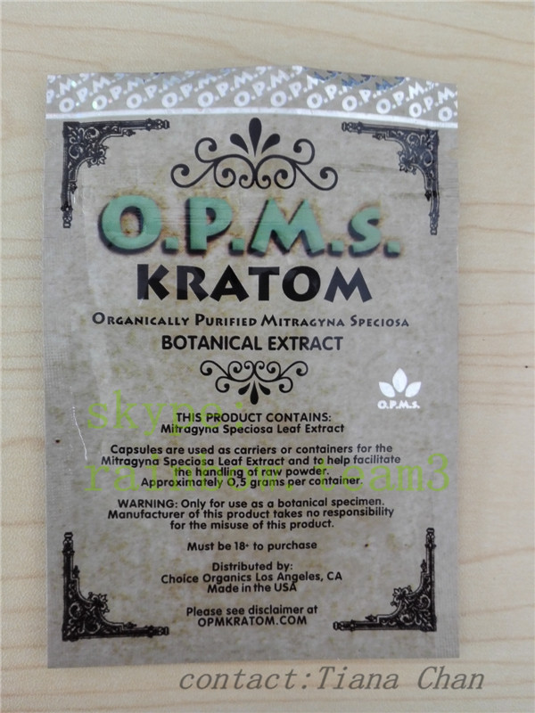 Poudre zip-lock de kratom d'opms de papier d'aluminium de l'or 3ct d'emballage de fines herbes d'encens