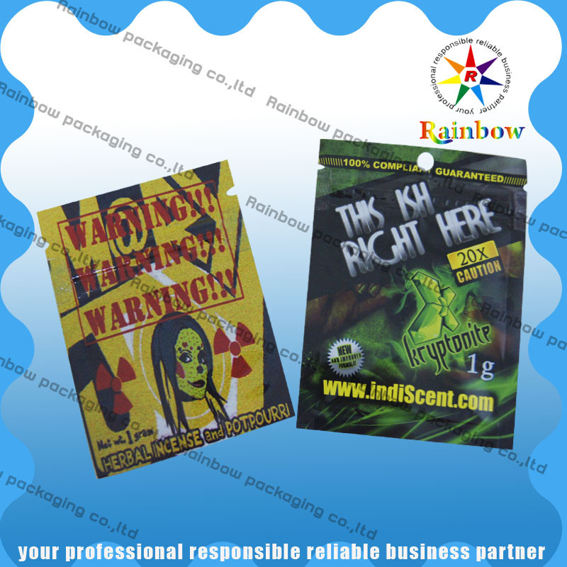 Sacs de fines herbes en plastique d'Incens de soudure à chaud, zip-lock de sac de papier d'aluminium