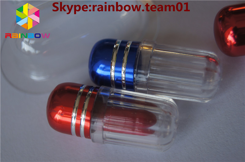Récipient en plastique capsule bouteille de pilule sexuelle avec capsule en forme de capsule métallique récipient en gros bouteilles de pilules pilules capsule