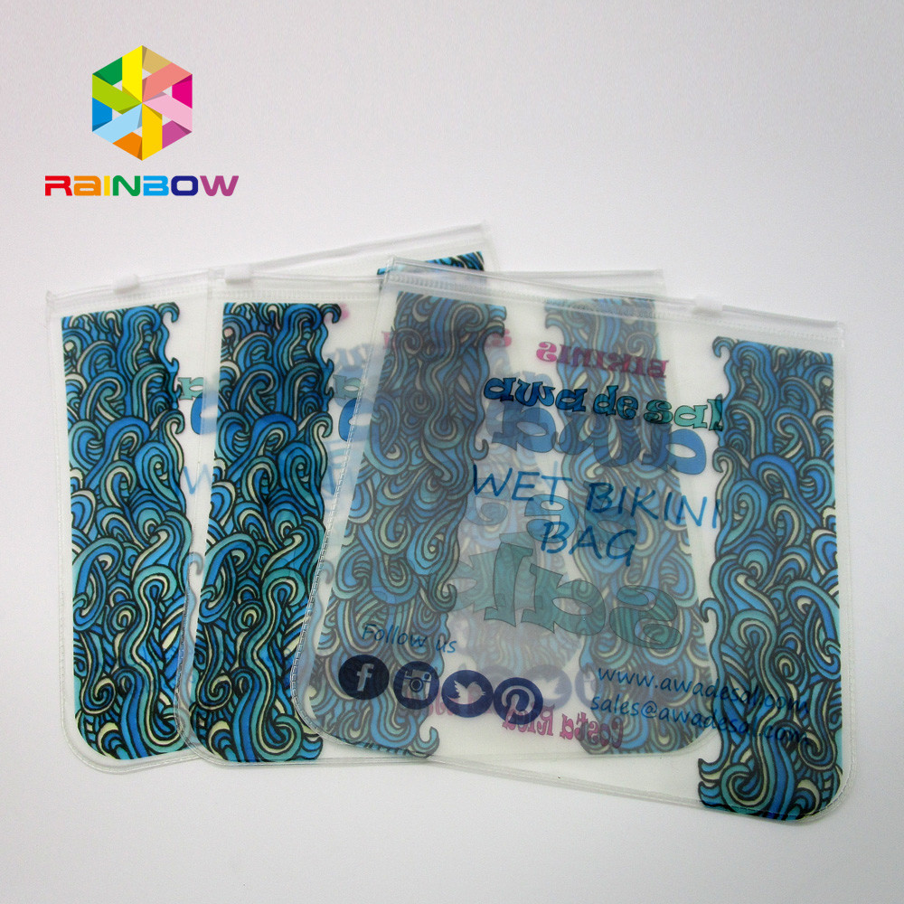 Sac transparent de bikini de sac de PVC, sac en plastique de vêtements de bain d'EVA avec la tirette