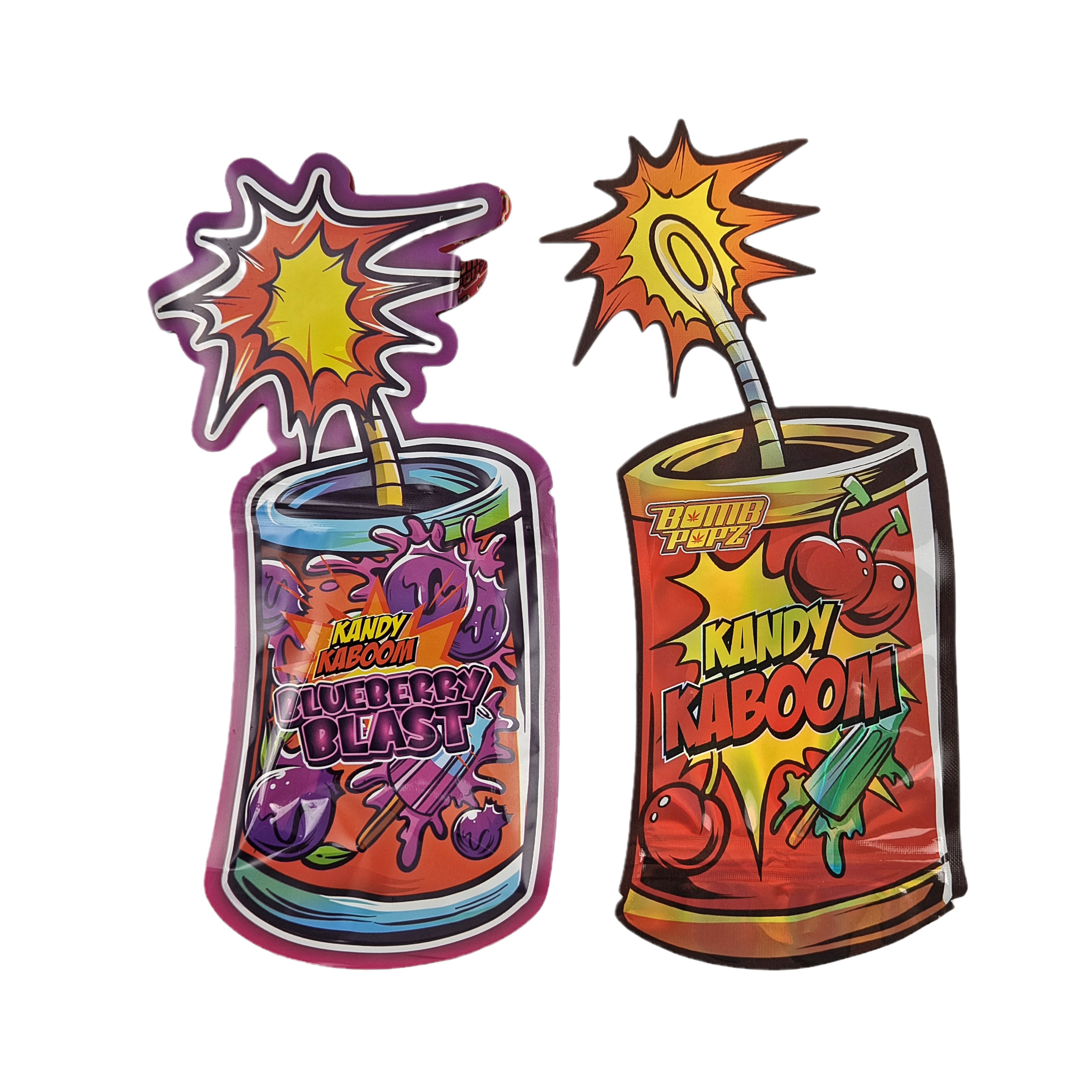 Snack à l'épreuve des enfants de forme spéciale faite sur commande de la tirette 3.5g empaquetant le sac irrégulier de Mylar découpé avec des matrices