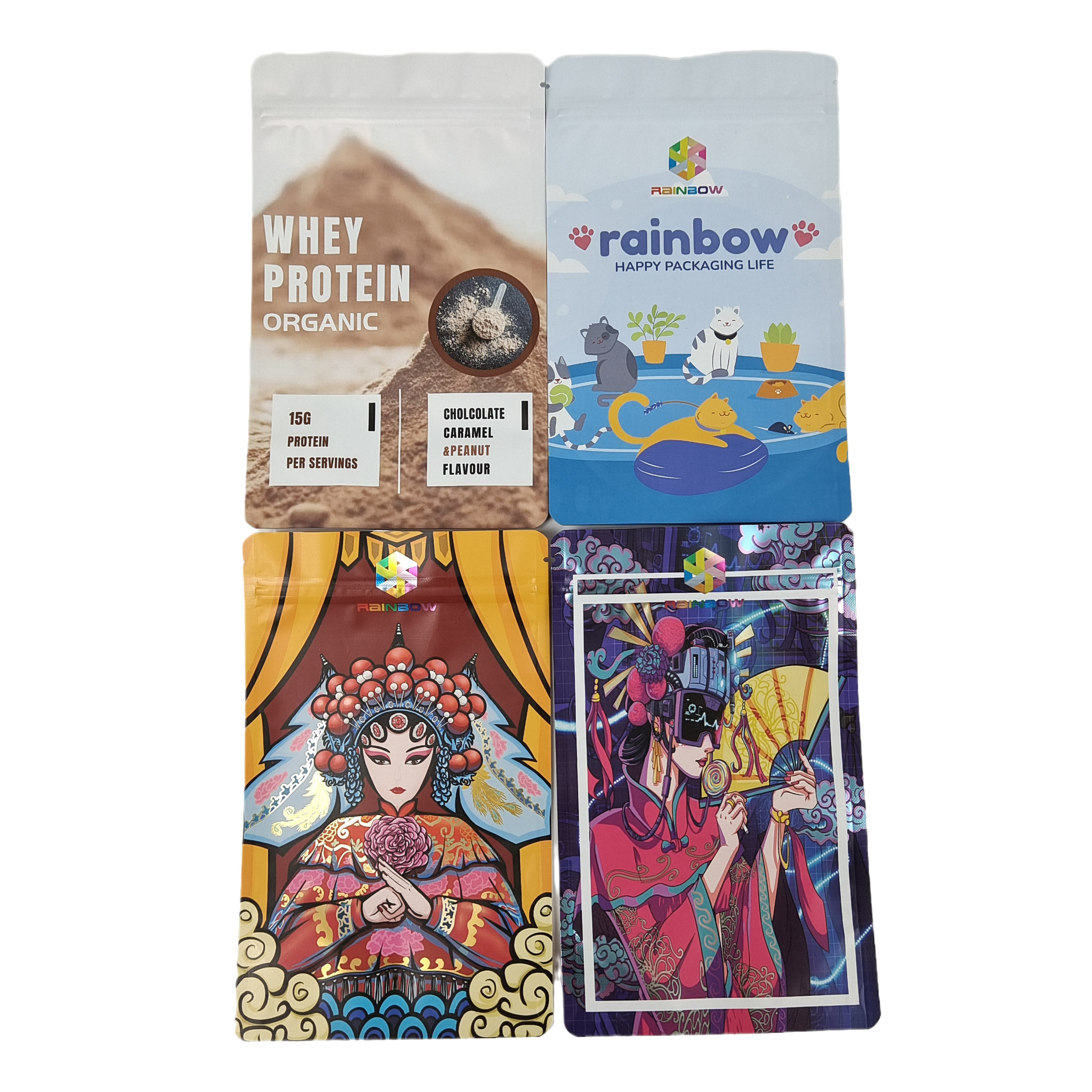 Sacs comestibles faits sur commande de serrure de fermeture éclair de casse-croûte de Mylar de papier d'aluminium mat fait sur commande d'emballage de catégorie comestible