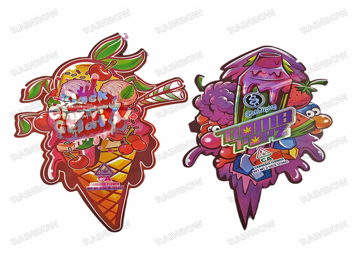 3.5g a découpé le sac avec des matrices en plastique de Mylar de tirette d'emballage alimentaire de forme spéciale irrégulière olographe comestible