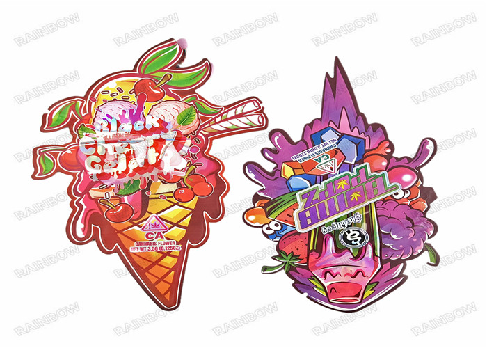 3.5g la catégorie comestible Mylar fait sur commande a découpé la forme avec des matrices irrégulière Mylar sans danger pour les enfants empaquetant avec la tirette