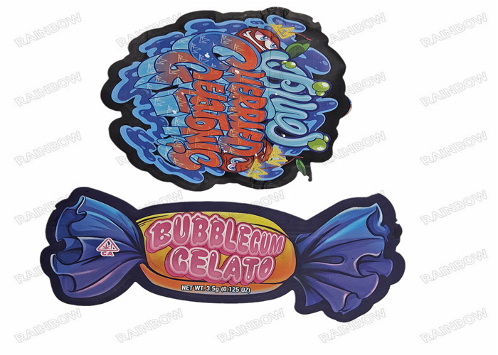 L'emballage zip-lock en plastique formé spécial découpé avec des matrices Mylar de nourriture de sac irrégulier du casse-croûte 3.5g met en sac