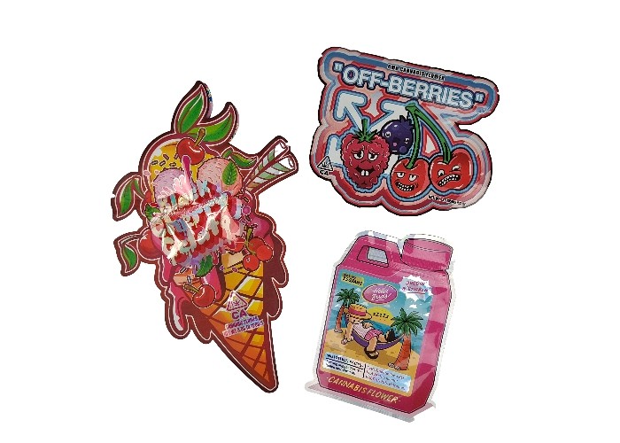 Le zip-lock sans danger pour les enfants en plastique de Mylar de l'hologramme 3.5g met en sac spécial irrégulier découpé avec des matrices formé