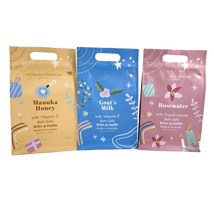 Impression numérique personnalisée Étiquette privée Spa cadeau Sel naturel Epsom Salts de bain Sac d'emballage Sac Mylar pour 250g de gommage corporel