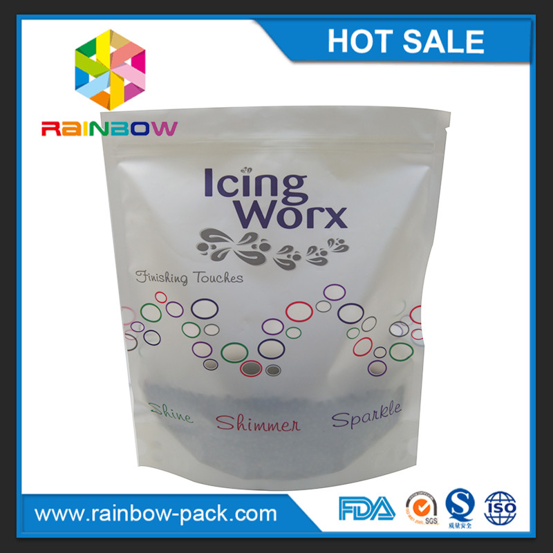 La matte a adapté l'impression aux besoins du client de logo tiennent la poche zip-lock avec le gousset inférieur