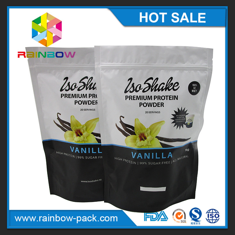 le papier d'aluminium de finition mate tiennent l'emballage rescellable de poudre de protéine de suppléments de nutrition