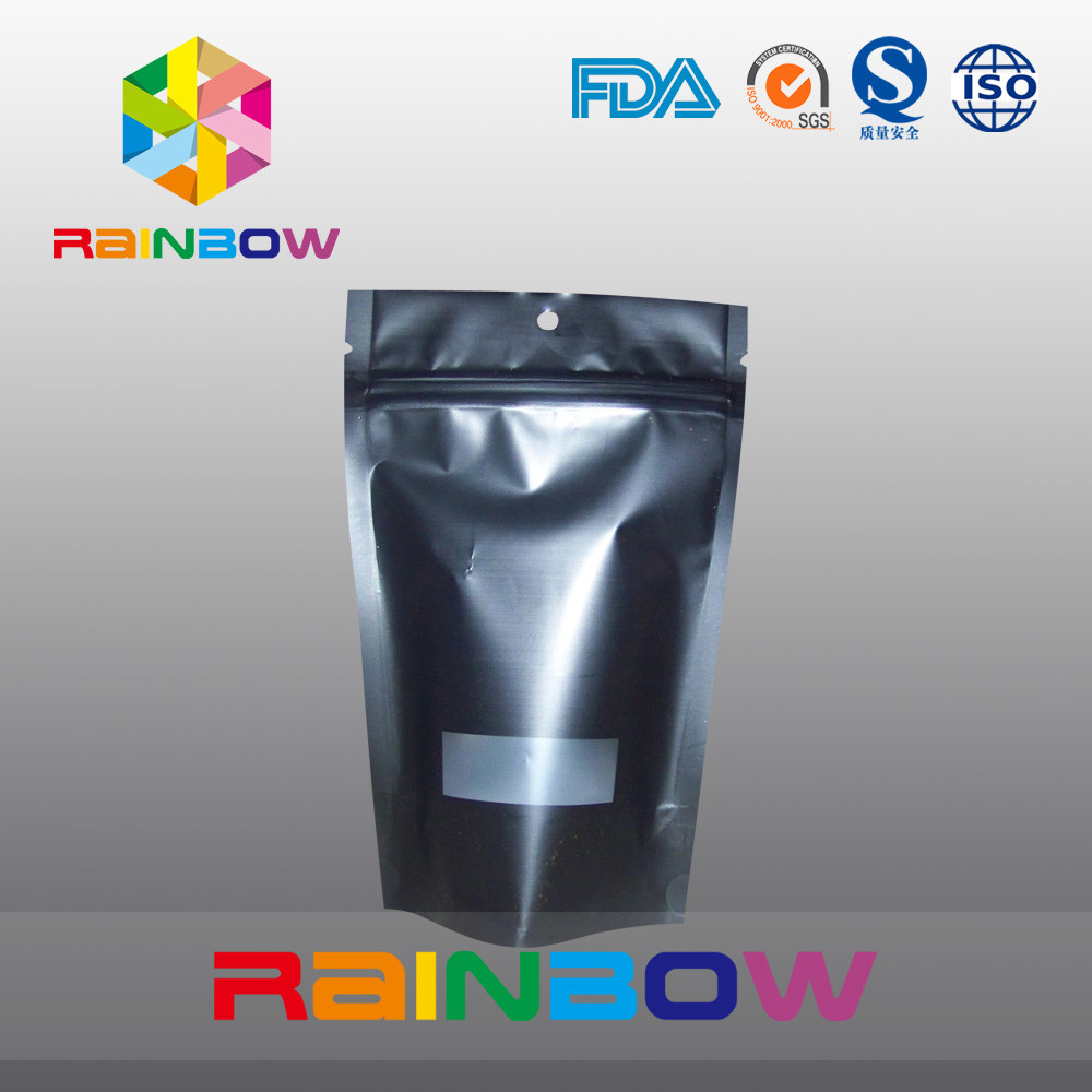 Impression zip-lock noire mate réutilisable de gravure de sac de café de Doypack étanche à l'humidité
