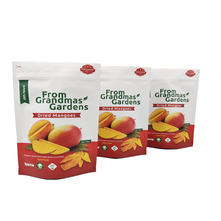 Moins de MOQ Sac de papier kraft personnalisé pour mangue séchée Fruits recyclés Sac Mylar recouvreable