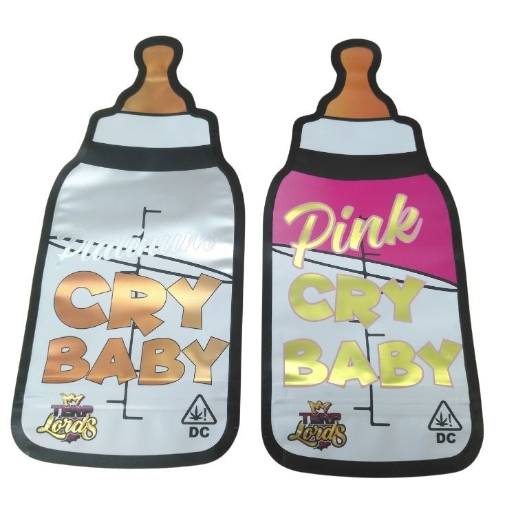 Sac à main sur mesure à l'épreuve des enfants Ziplock holographique à découpe sous pression sac Mylar 3,5 g Forme spéciale Sac d'emballage comestible bonbons gommés