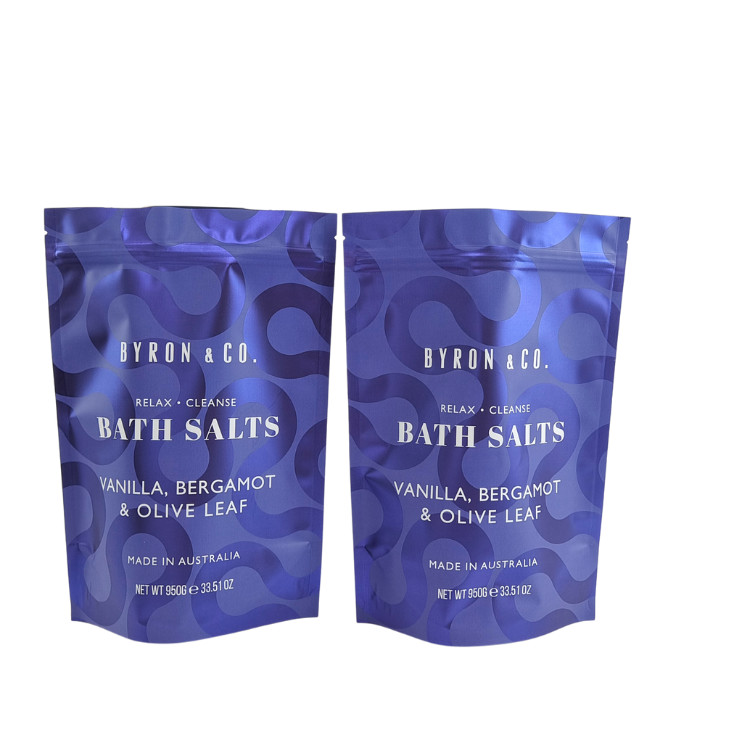 Sac d'emballage à fermeture à glissière fermeture à glissière en plastique bain de sel démaquillant corps debout sac avec fermeture à glissière