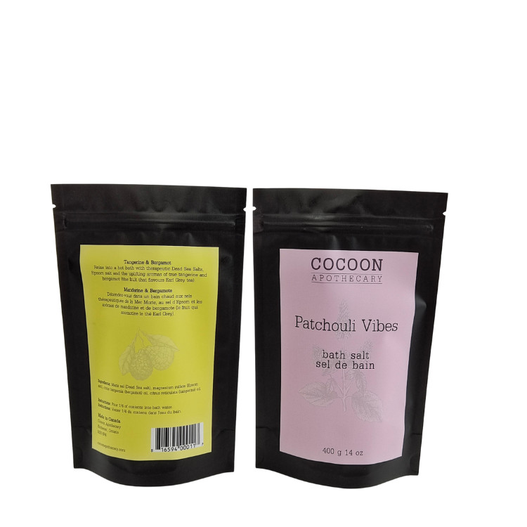 Foil d'aluminium imprimé sur mesure Salles de bain Épices Café Emballages alimentaires Fermeture à glissière Poche debout Sac en plastique Mylar pour le savon