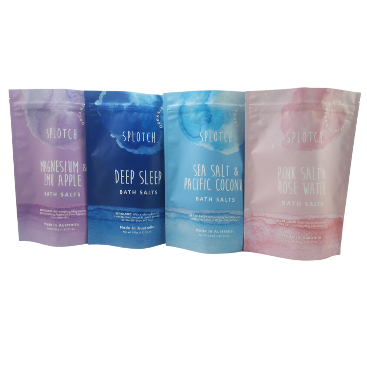 Impression personnalisée du logo Fermeture à glissière Sac à dos gommage du corps Bombes de bain de savon Emballage Foil d'aluminium Sac en plastique Fermeture à glissière Sacs de sel de bain
