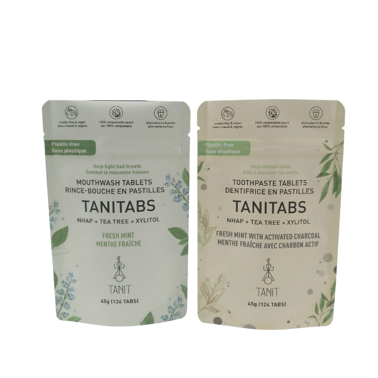 Sacs pour emballage alimentaire biodégradables en plastique fermeture à glissière emballage en papier d'aluminium sacs mat personnalisés biodégradables