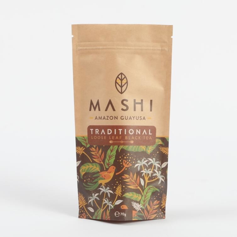 Papier kraft biodégradable personnalisé sacs d'emballage à fermeture à glissière pour la poudre de thé et de café