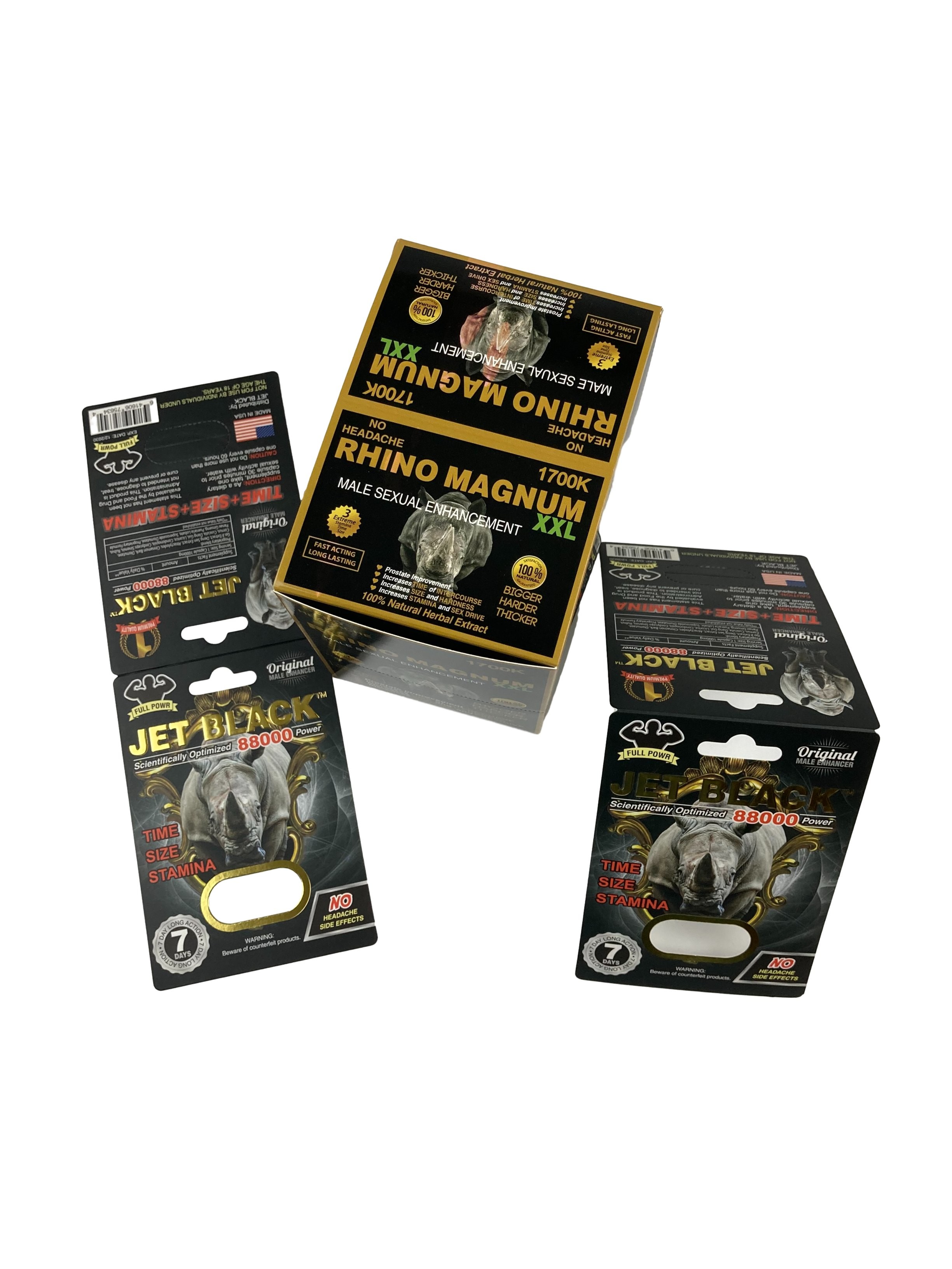 Vente à chaud Pilules personnalisées d' amélioration de l' efficacité de l' encrage Carton papier Rhino Tablette Pilule Carton papier imprimé avec ampoule