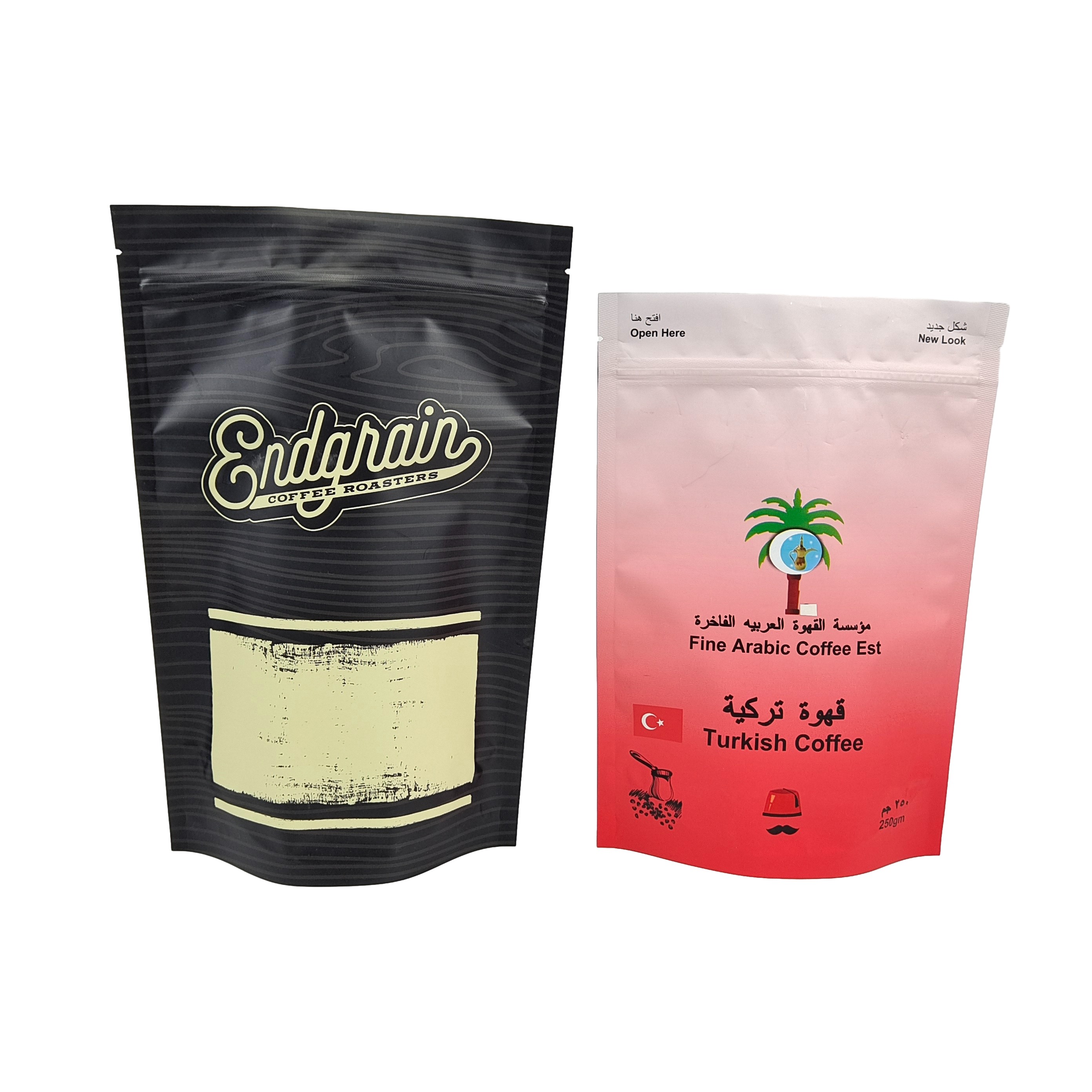 Foil d'aluminium Fermeture à glissière Doypack conception personnalisée sacs d'étanchéité Café emballage alimentaire sacs debout