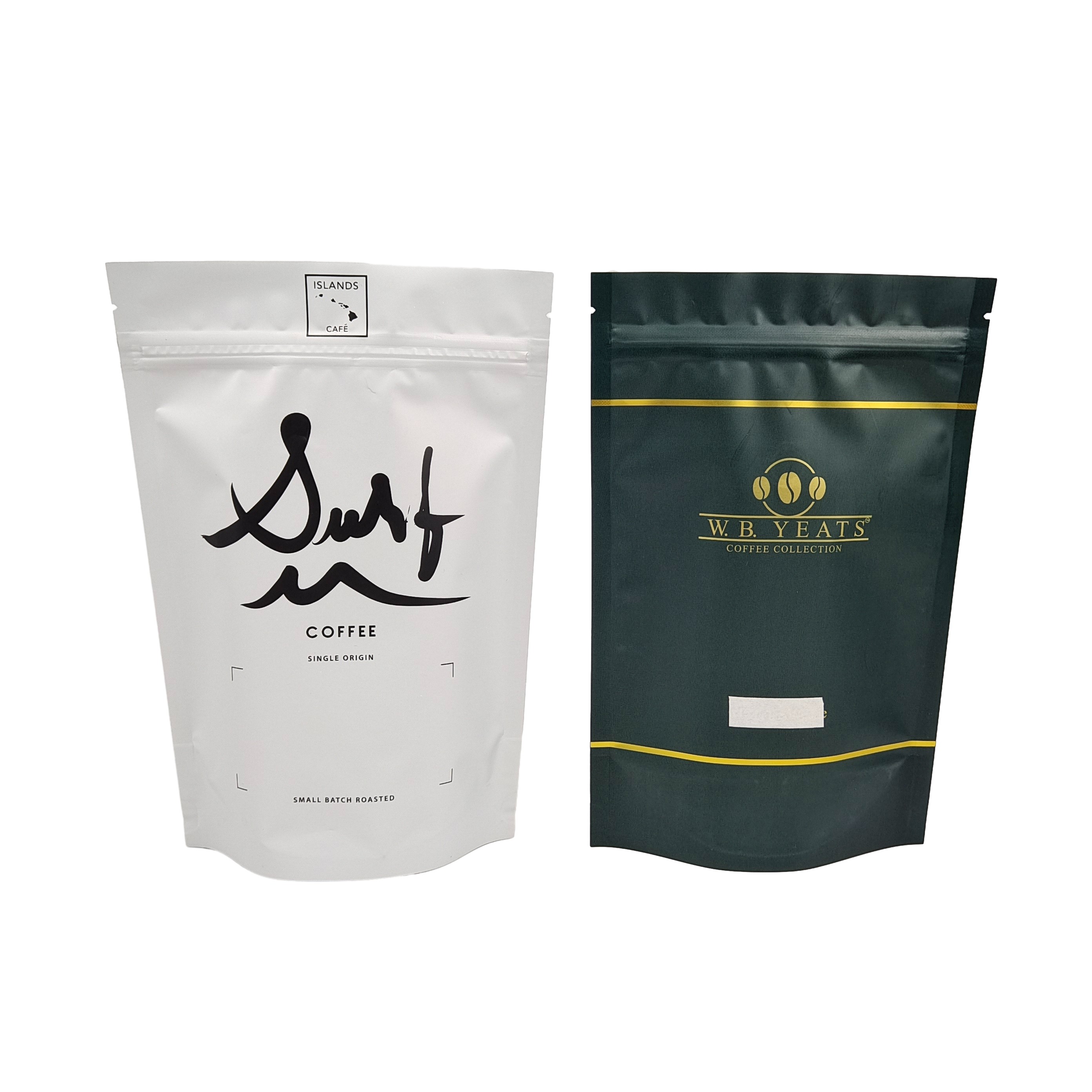 100g 200g de grains de café personnalisés sacs à fermeture à glissière à nouveau verrouillable sacs à café en papier d'aluminium mat avec vannes