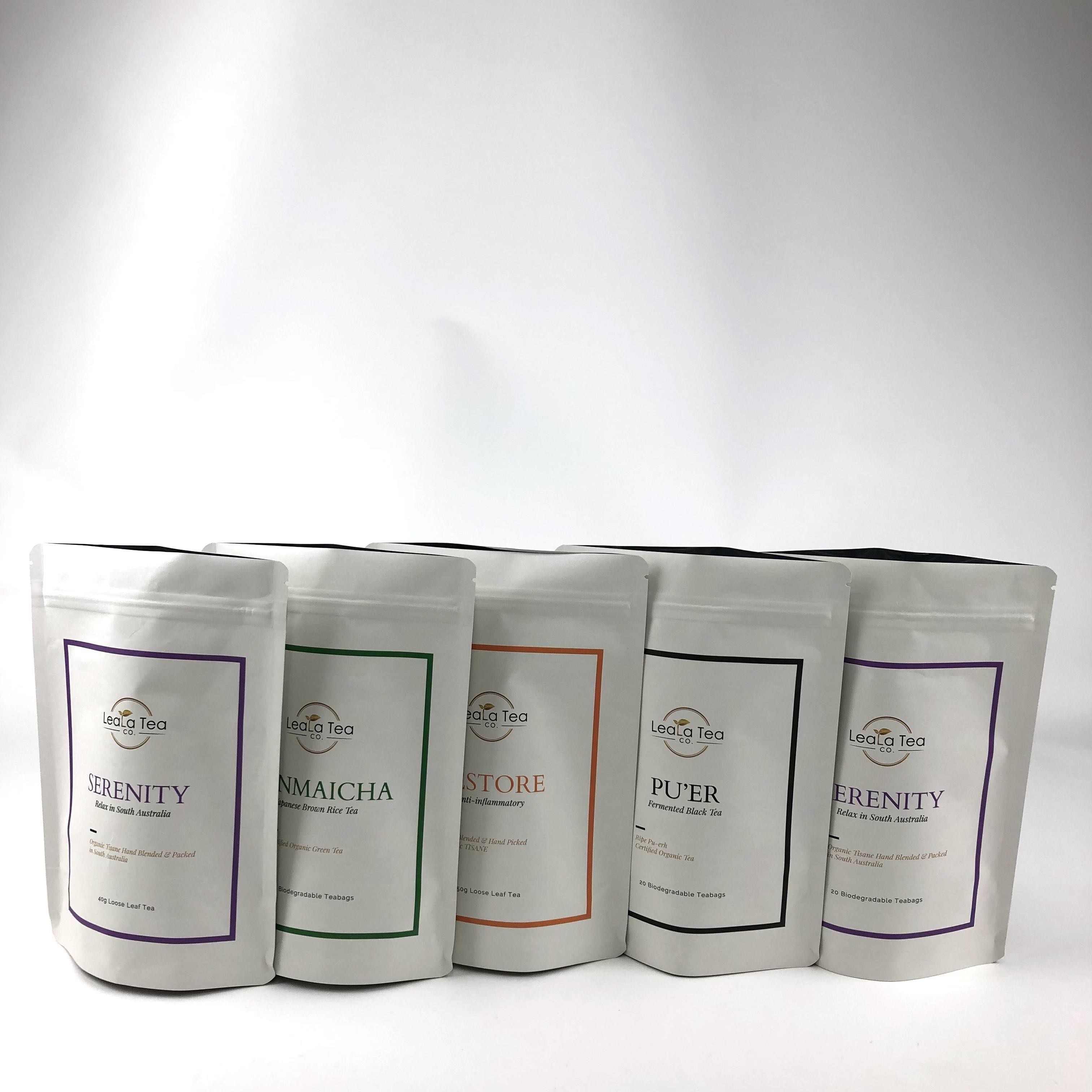 Méthode d'expédition négociable et soupape de dégazage Sacs de papier Kraft Sacs de thé Emballage