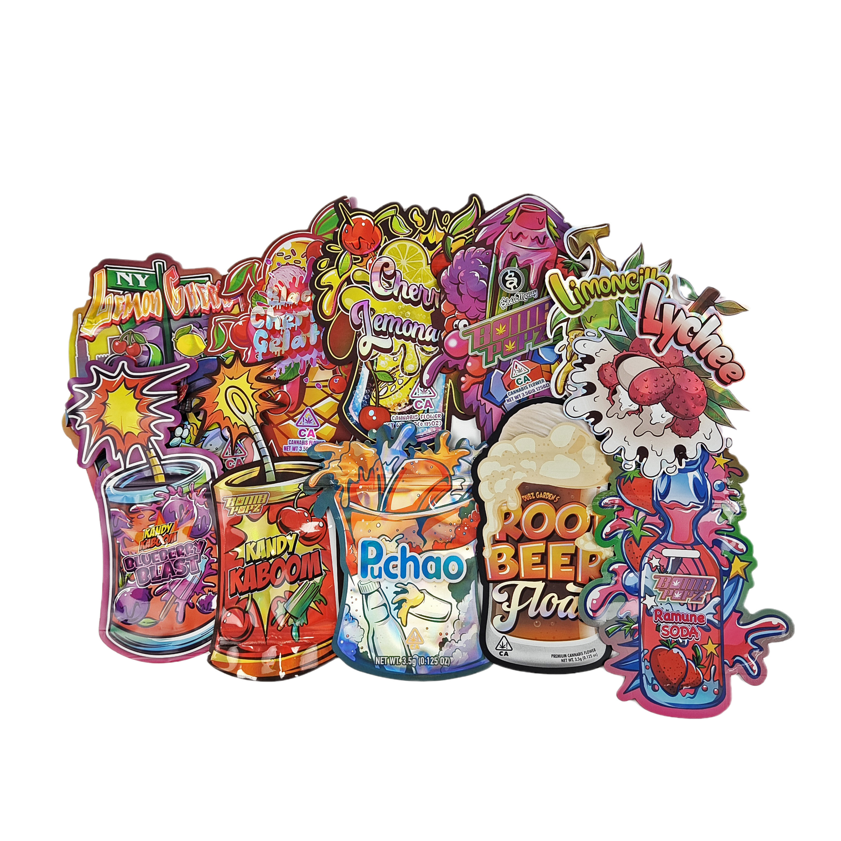 Sacs à fermeture à glissière à l'épreuve des enfants sur mesure Sacs holographiques pour collations et produits de base Sacs en plastique