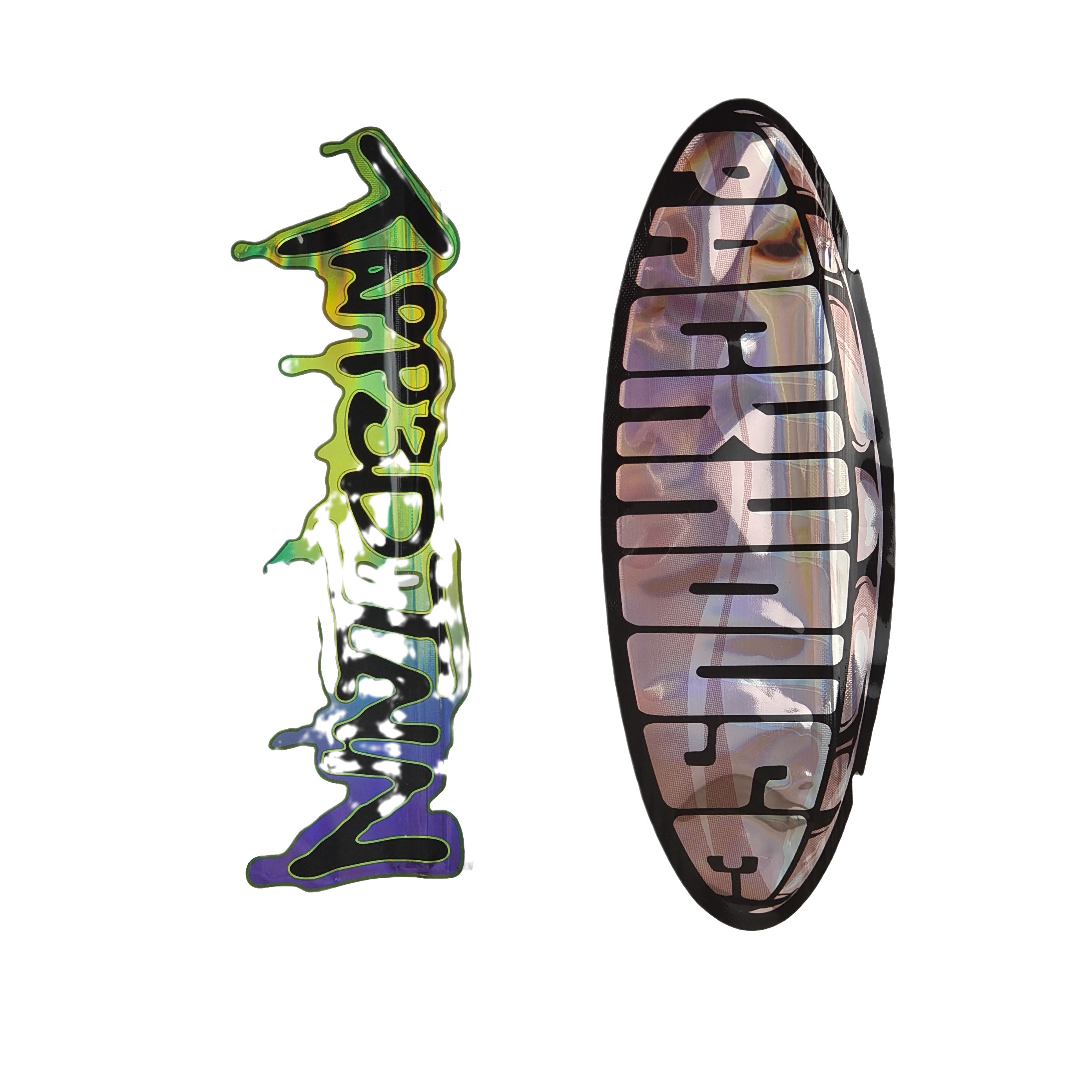 Sacs Mylar à découpe holographique sur mesure 3,5 g Sacs Mylar à découpe holographique de forme irrégulière Sacs d'emballage en plastique en fermeture à glissière anti-odeur