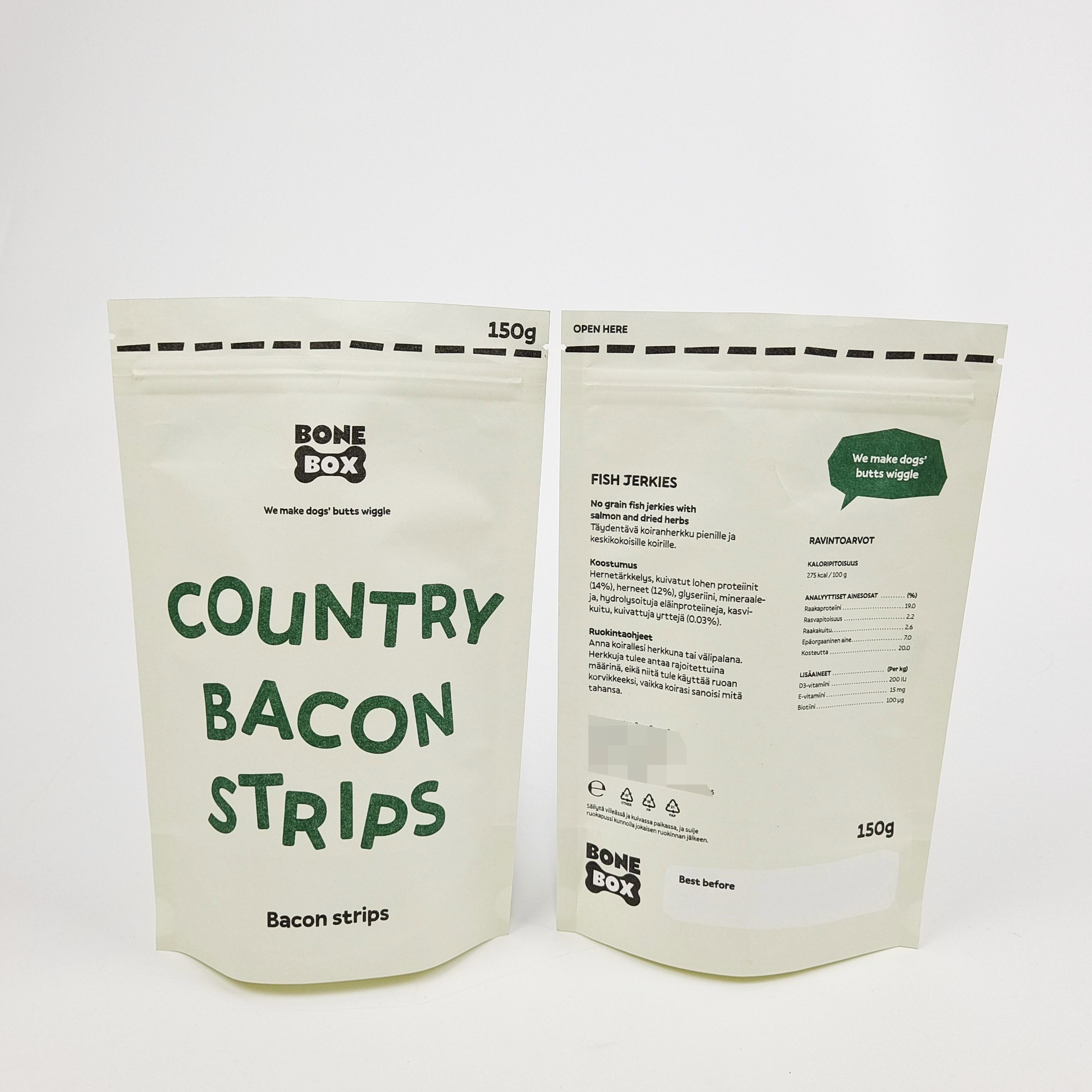 Matériau de poignée blanche et support inclus dans les sacs cadeaux personnalisés