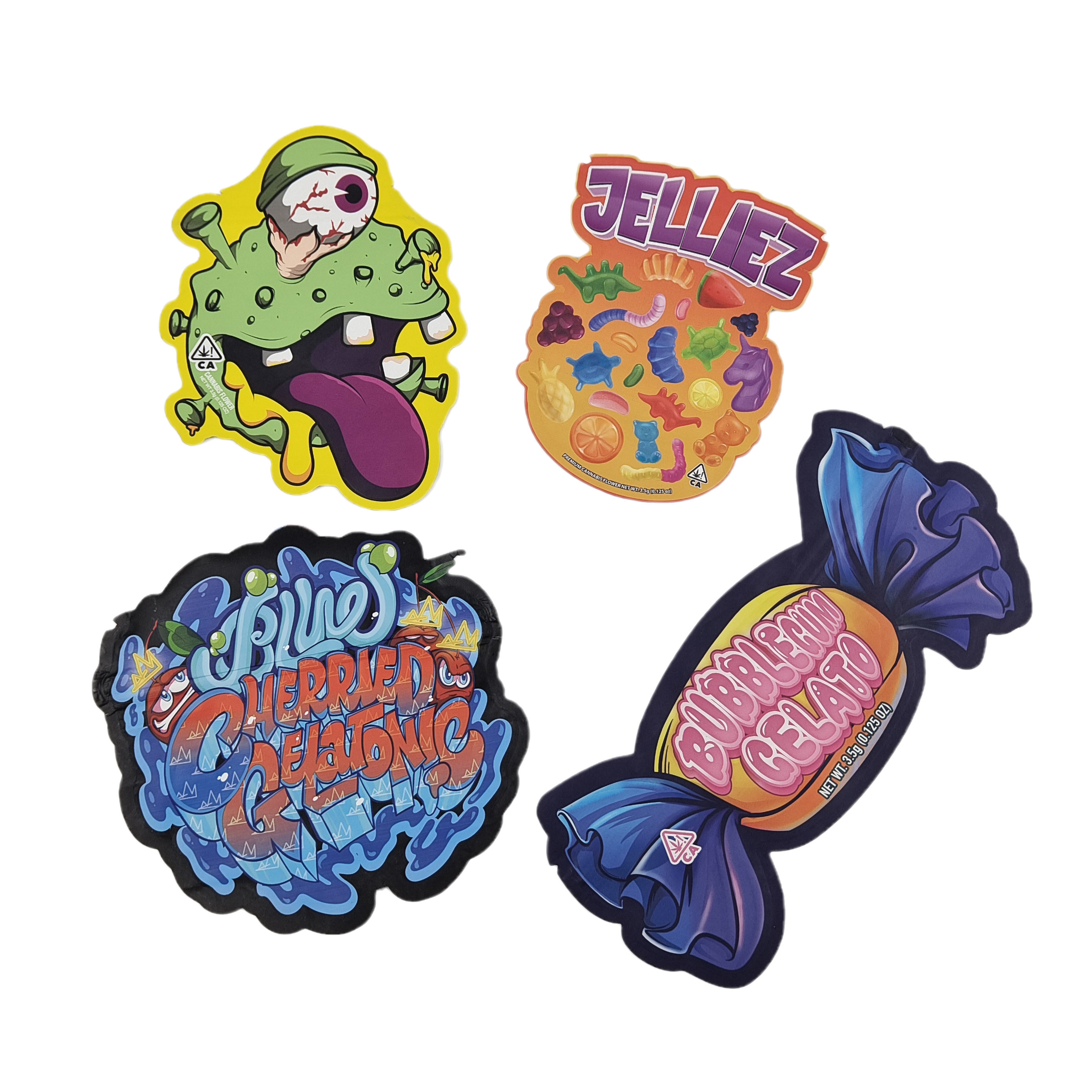 Coupe personnalisée en plastique imprimé Logo anti-odeur 3.5 Emballage alimentaire comestible Fermeture à glissière Snack comestible Sac Mylar