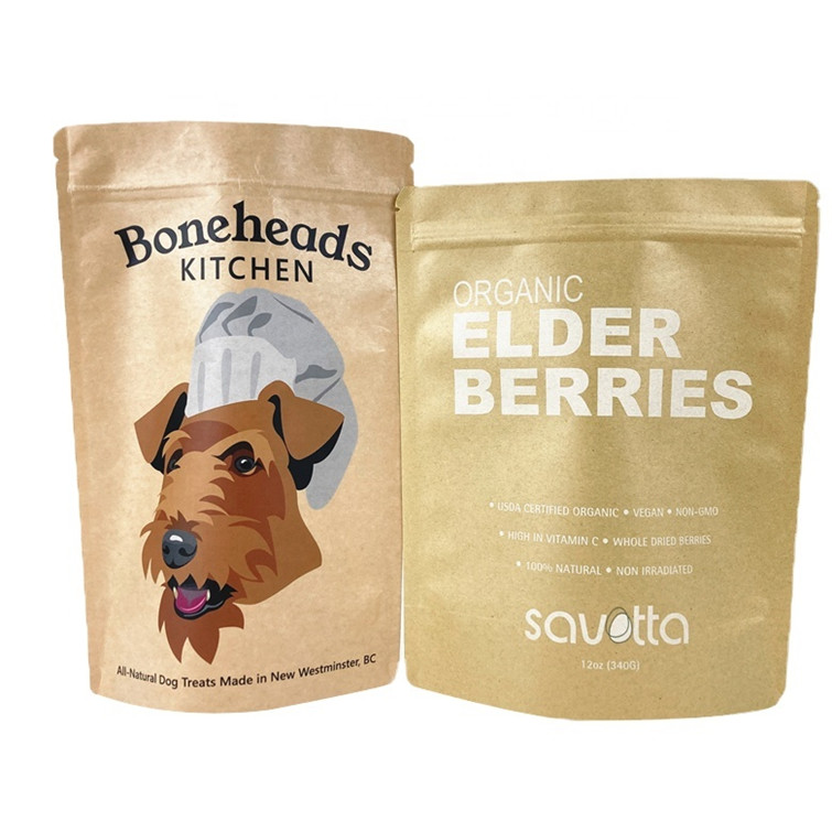 Sacs en papier kraft blanc biodégradable personnalisés pour les noix de mangue en poudre Pet Food Sac d'emballage en papier inodore