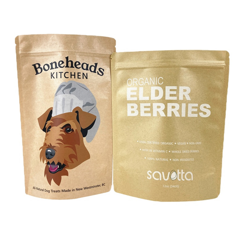 Impression numérique Logo personnalisé Sacs en papier kraft blanc pour mangue Poudre de noix Aliments pour animaux de compagnie Biodégradable papier anti-odeur Packa