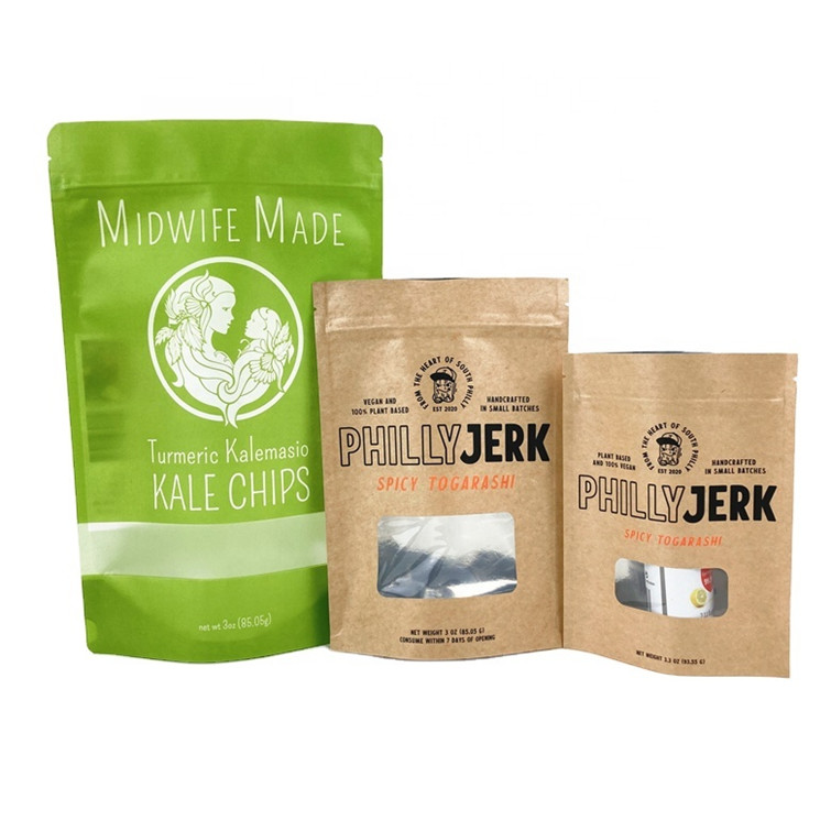 Logo personnalisé Sac en papier kraft blanc pour biscuits, gâteaux et noix Produits comestibles en poudre Aliments pour animaux de compagnie 100% biodégradable Inodore B