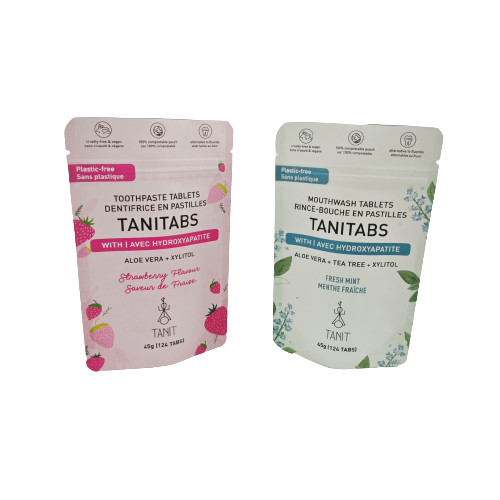 Sacoche Kraft compostable écologique avec fermeture à glissière recouverte pour emballage de poudre cosmétique