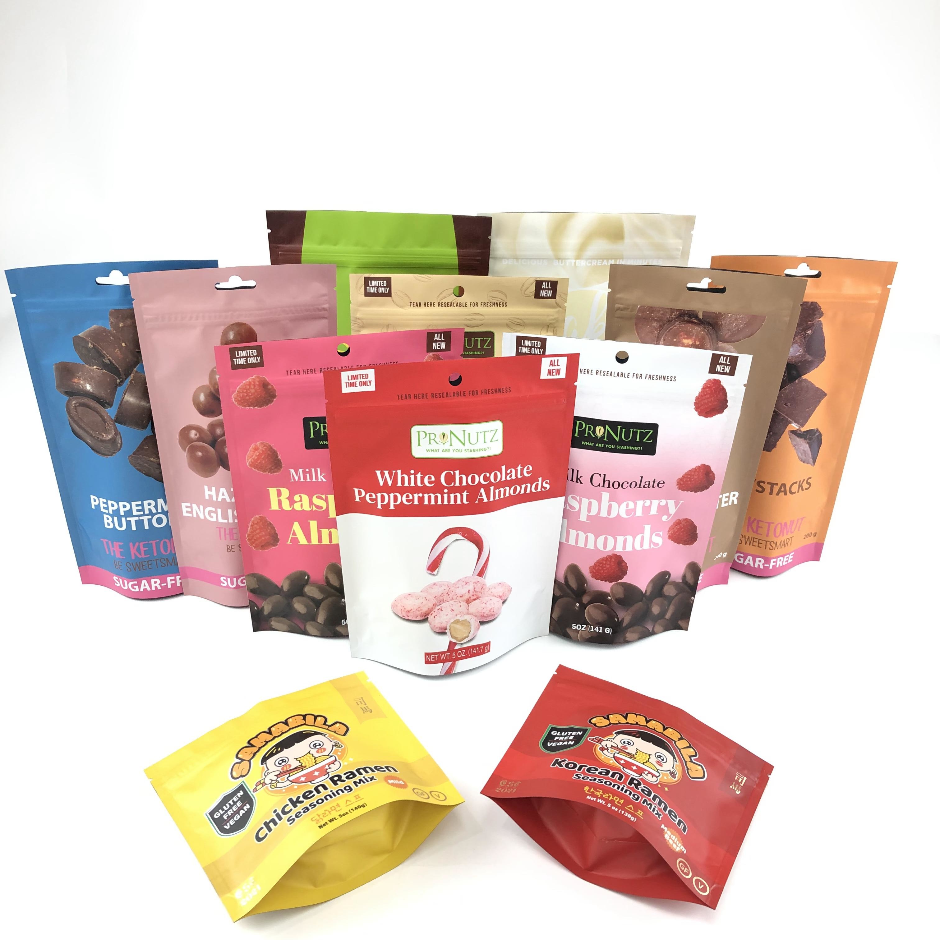 14. emballage alimentaire industriel porte-monnaie unique avec impression de logo personnalisé