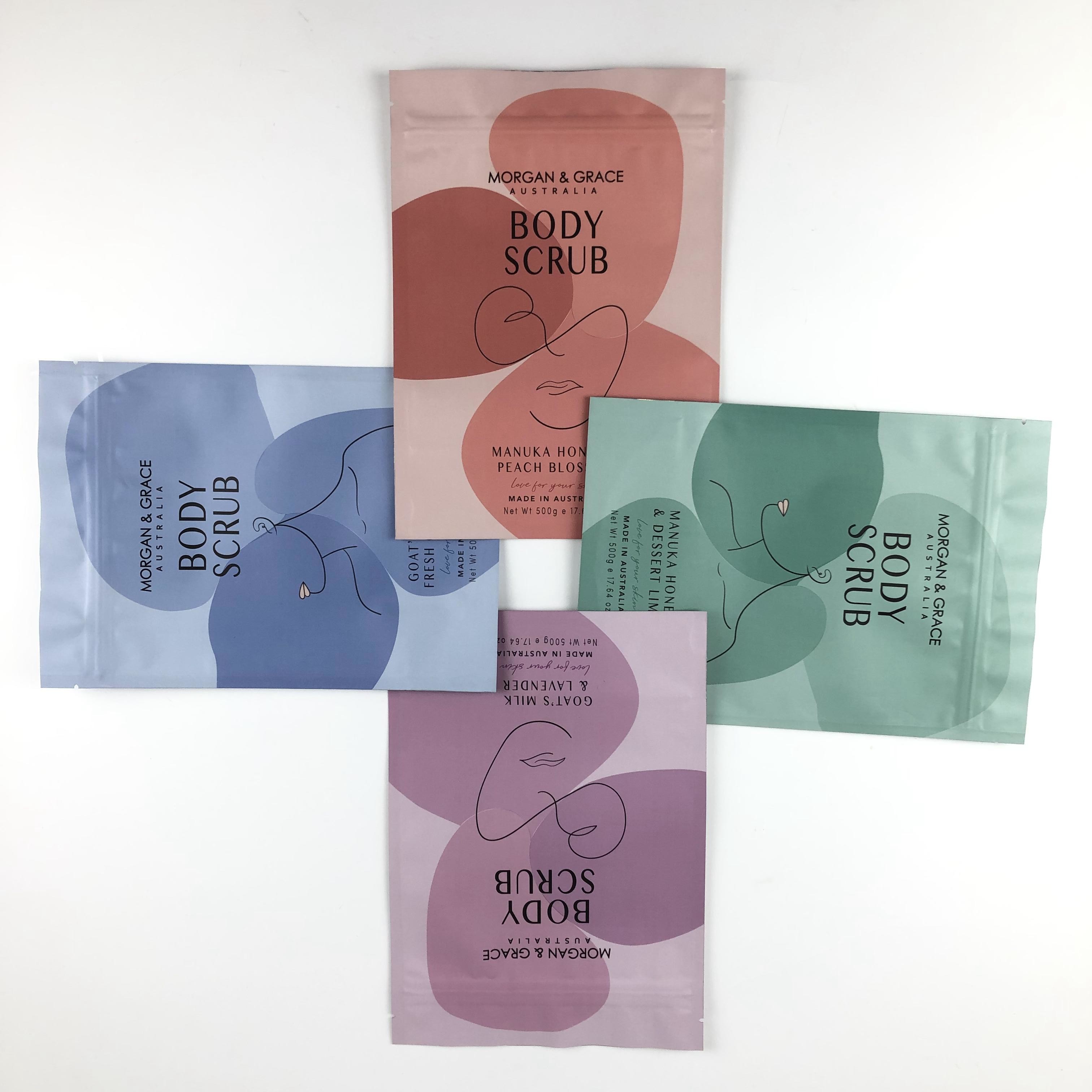 CDR AI PSD Fichier de conception PDF Sacs de sel de bain Mylar pour les cosmétiques Sachet personnalisé